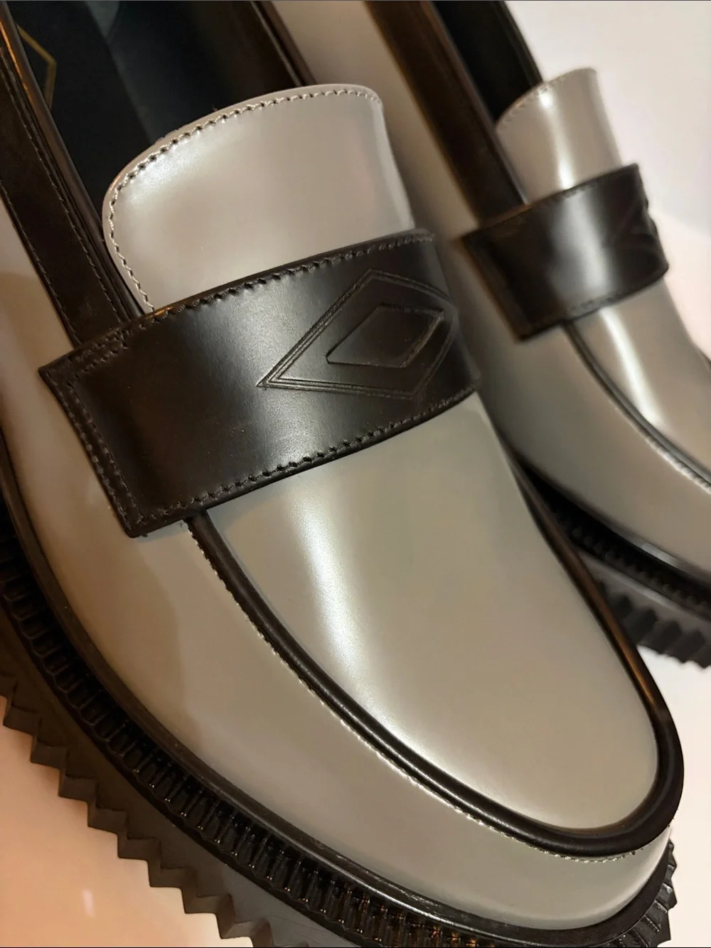 Adieu Paris Men's Grey and Black SSENSE in Storm Black - Modern Slip-On Size 14